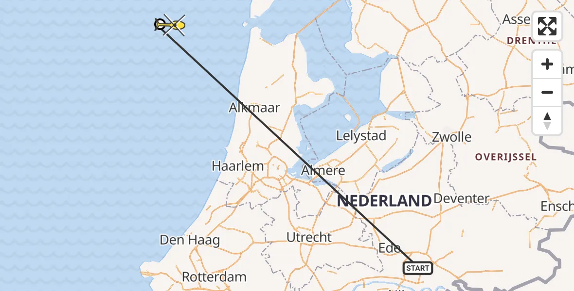 Routekaart van de vlucht: Traumaheli naar 