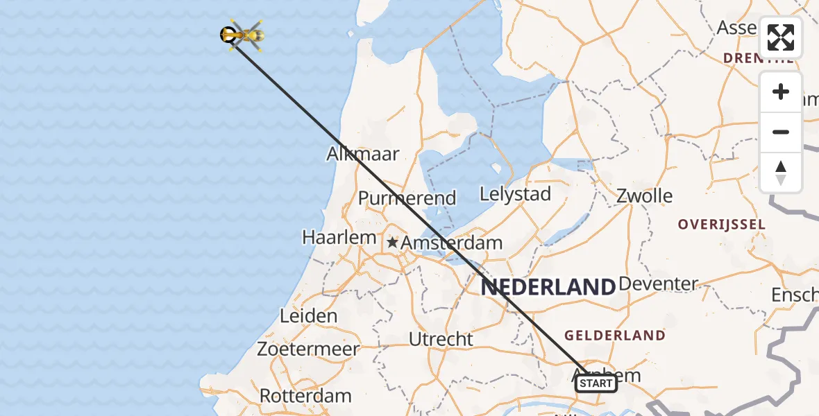 Vluchtroute Traumahelikopter Arnhem - , 04 februari 2024, 17:34
