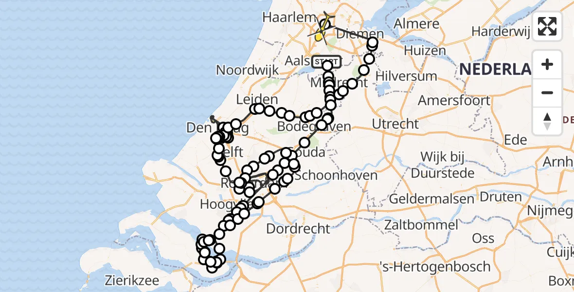 Routekaart van de vlucht: Politieheli naar Amsterdam, Groene Kikker