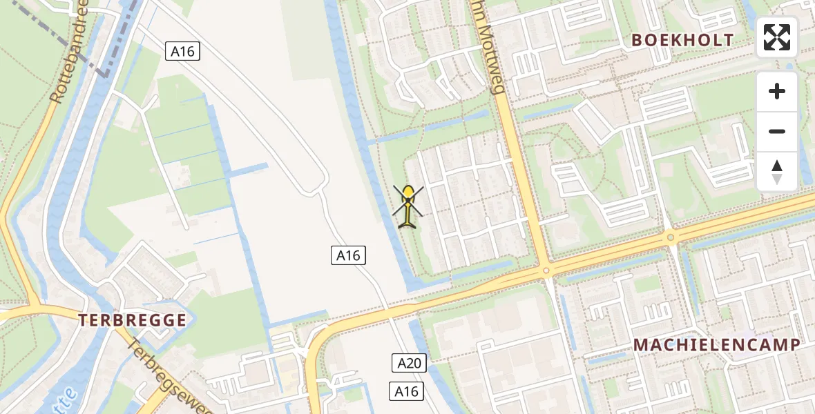 Routekaart van de vlucht: Traumahelikopter naar Rotterdam