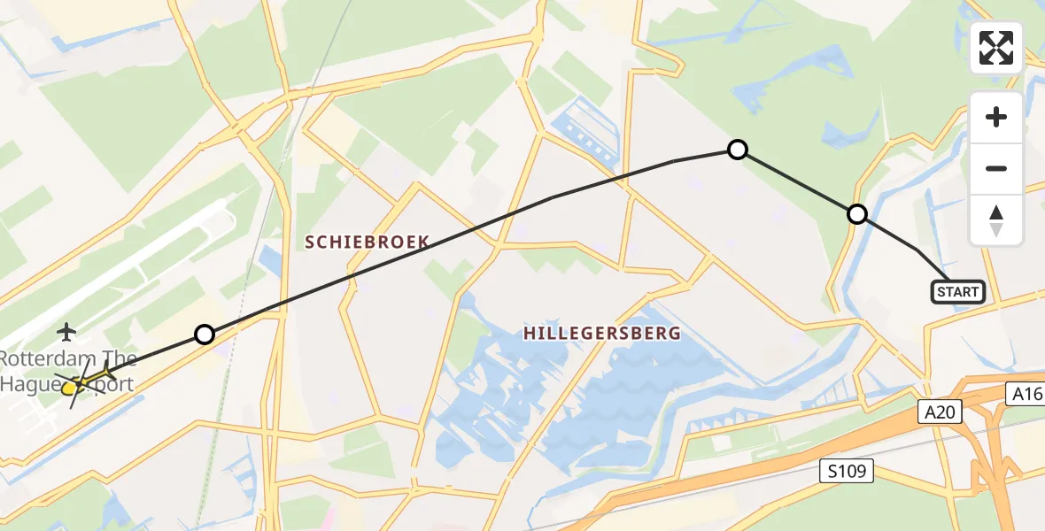 Routekaart van de vlucht: Lifeliner 2 naar Rotterdam The Hague Airport, Hendrik Andriessenlaan
