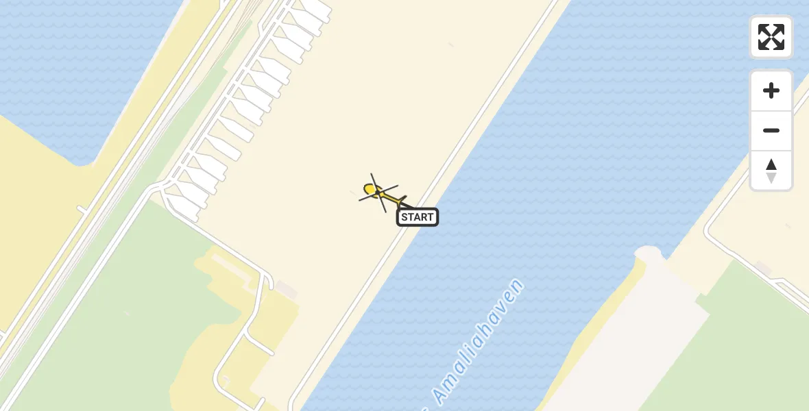 Routekaart van de vlucht: Politiehelikopter naar Maasvlakte, Amoerweg