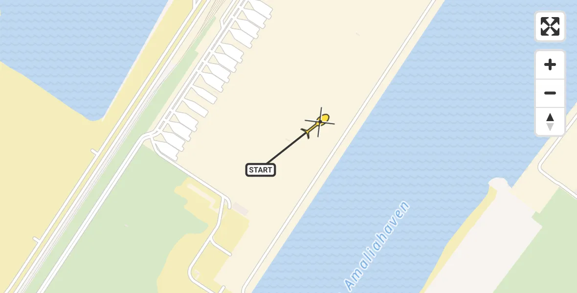 Routekaart van de vlucht: Politiehelikopter naar Maasvlakte, Amoerweg