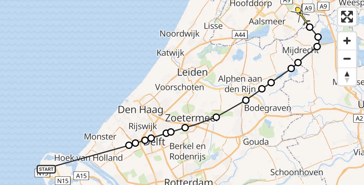 Routekaart van de vlucht: Politieheli naar Amstelveen, Mekongweg