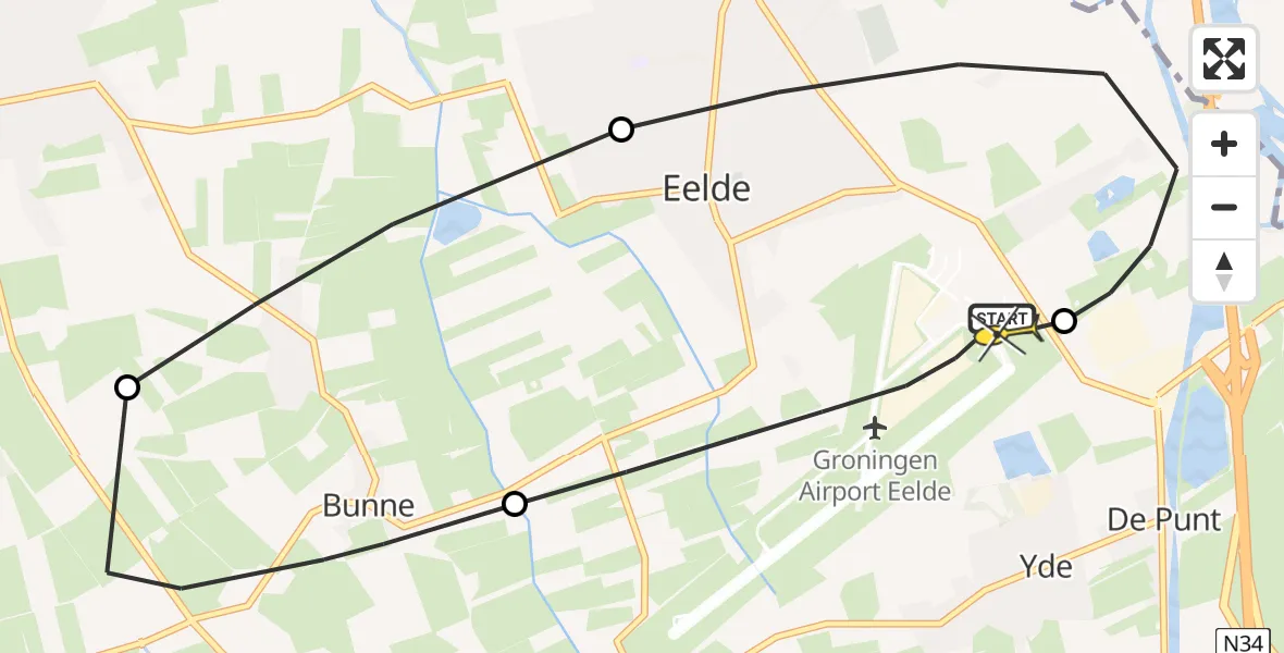 Routekaart van de vlucht: Lifeliner 4 naar Groningen Airport Eelde, Veldkampweg