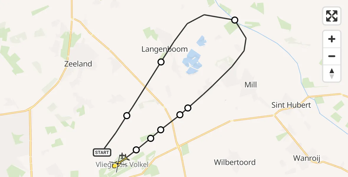 Routekaart van de vlucht: Lifeliner 3 naar Vliegbasis Volkel, Houtvennen