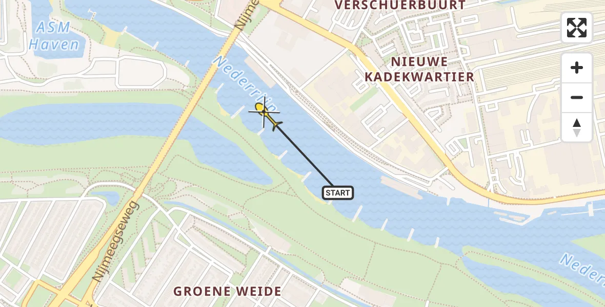 Routekaart van de vlucht: Lifeliner 3 naar Arnhem, Nieuwe Kade