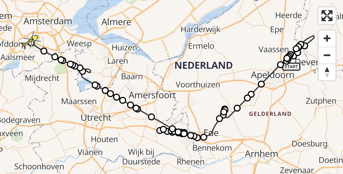 Routekaart van de vlucht: Politieheli naar Schiphol, Tiendijkenseweg