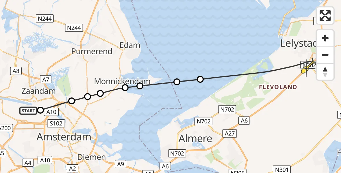 Routekaart van de vlucht: Lifeliner 1 naar Lelystad, Kajuitpad