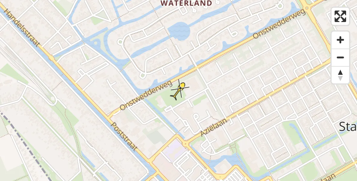 Vluchtroute Traumahelikopter van Stadskanaal naar Stadskanaal