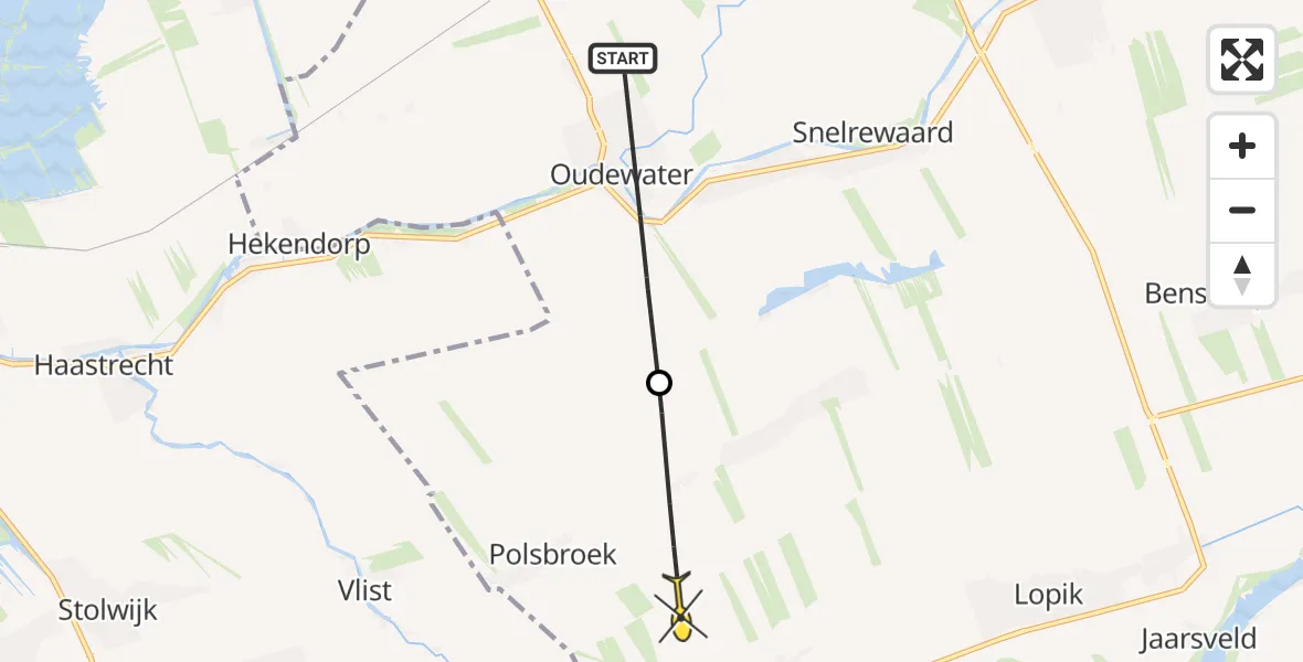 Routekaart van de vlucht: Politiehelikopter naar Lopik, Statenland