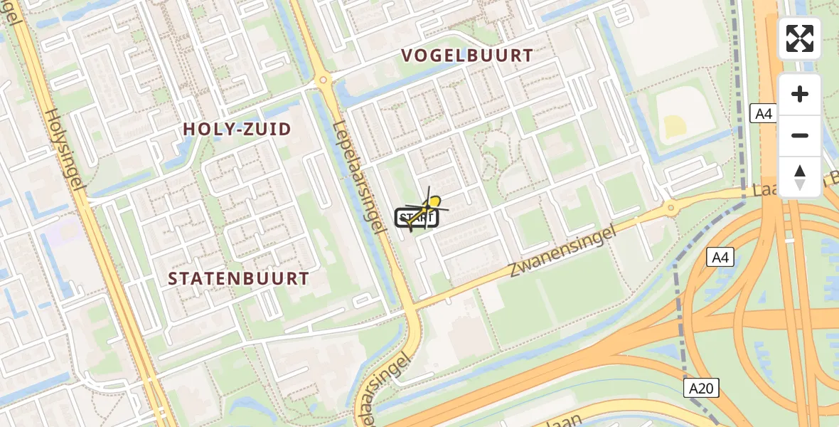 Routekaart van de vlucht: Traumaheli naar Vlaardingen, Meerkoetstraat