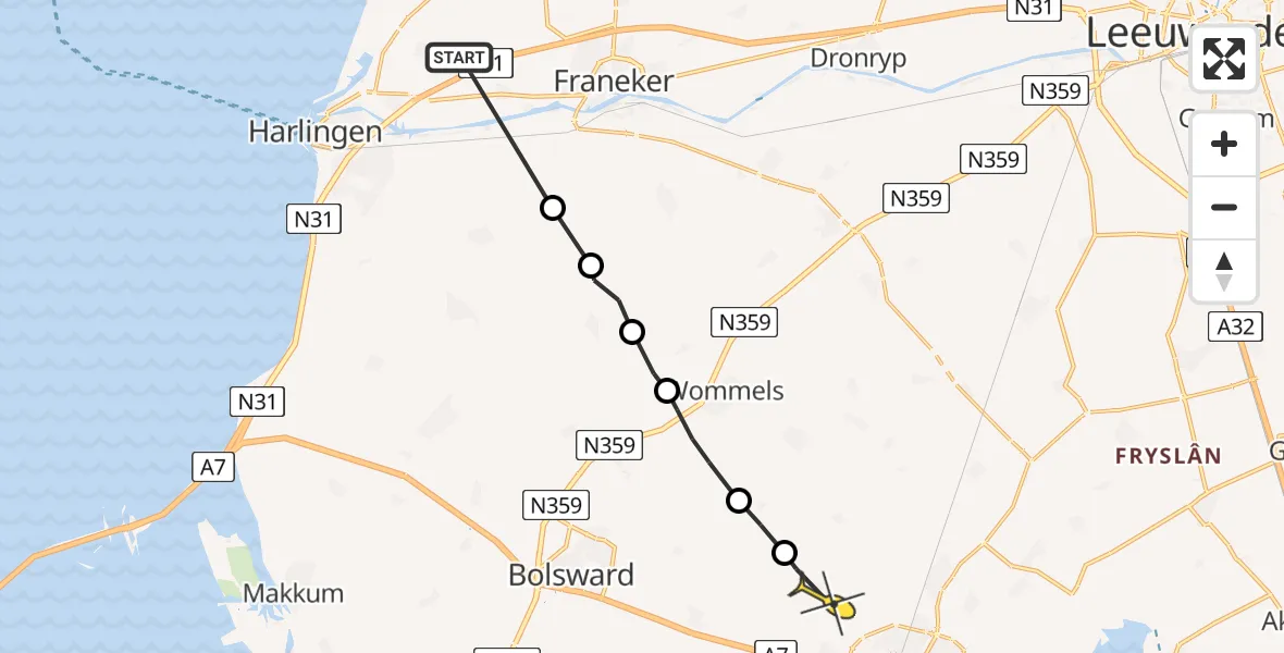 Routekaart van de vlucht: Ambulanceheli naar Tirns, Kerkbuurt