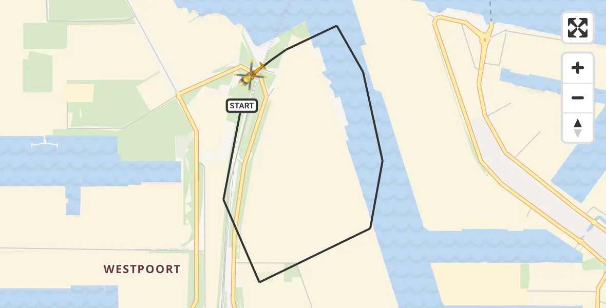 Vluchtroute Traumahelikopter van Amsterdam Heliport naar Amsterdam Heliport