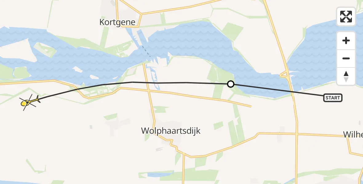 Routekaart van de vlucht: Politieheli naar Wolphaartsdijk, Muidenweg