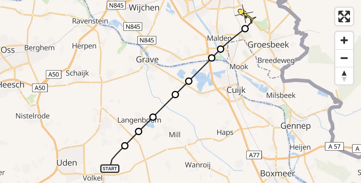 Routekaart van de vlucht: Lifeliner 3 naar Groesbeek, Houtvennen