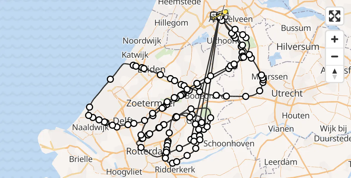 Routekaart van de vlucht: Politiehelikopter naar Schiphol, Meester Jac. Takkade