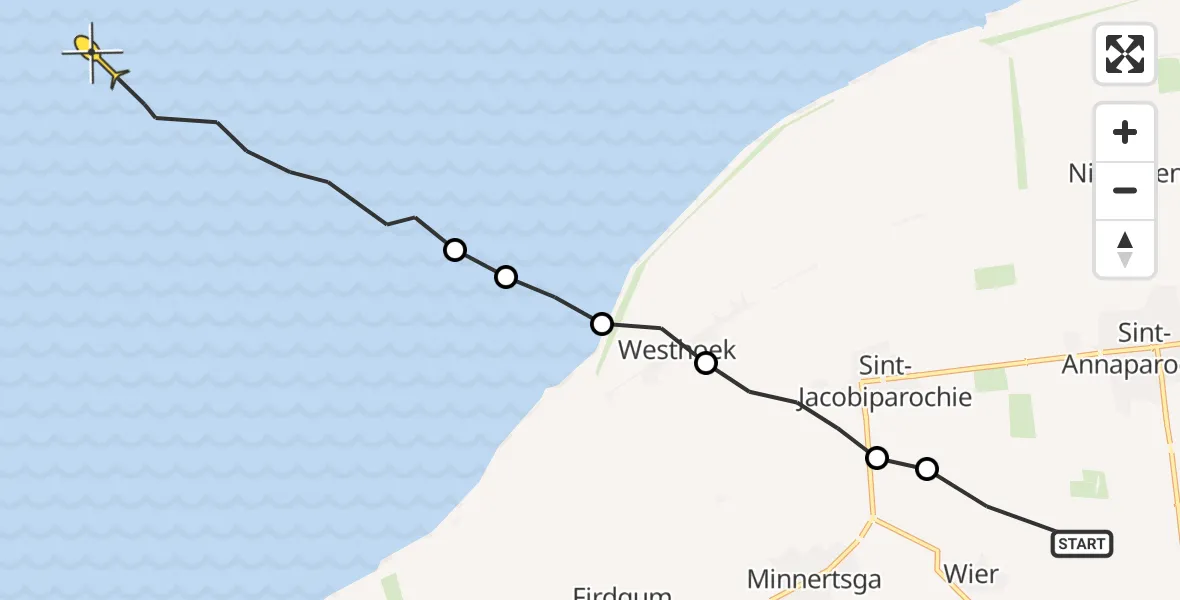 Routekaart van de vlucht: Ambulancehelikopter naar Formerum, Hogedijk