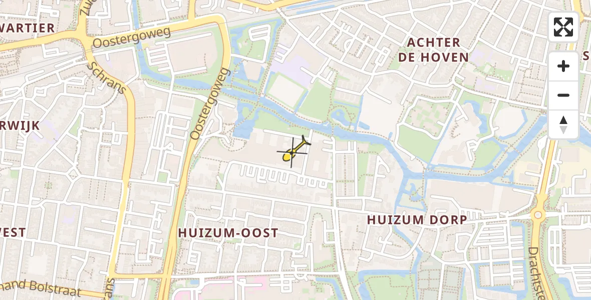 Vluchtroute Ambulancehelikopter van Leeuwarden naar Leeuwarden