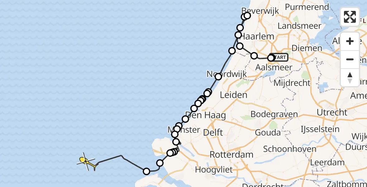 Routekaart van de vlucht: Politieheli naar A-terminal