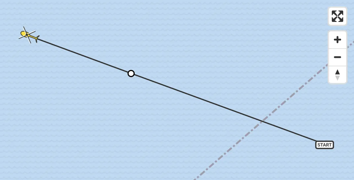 Routekaart van de vlucht: Kustwachthelikopter naar Warns, Vaarwater langs Steile Bank