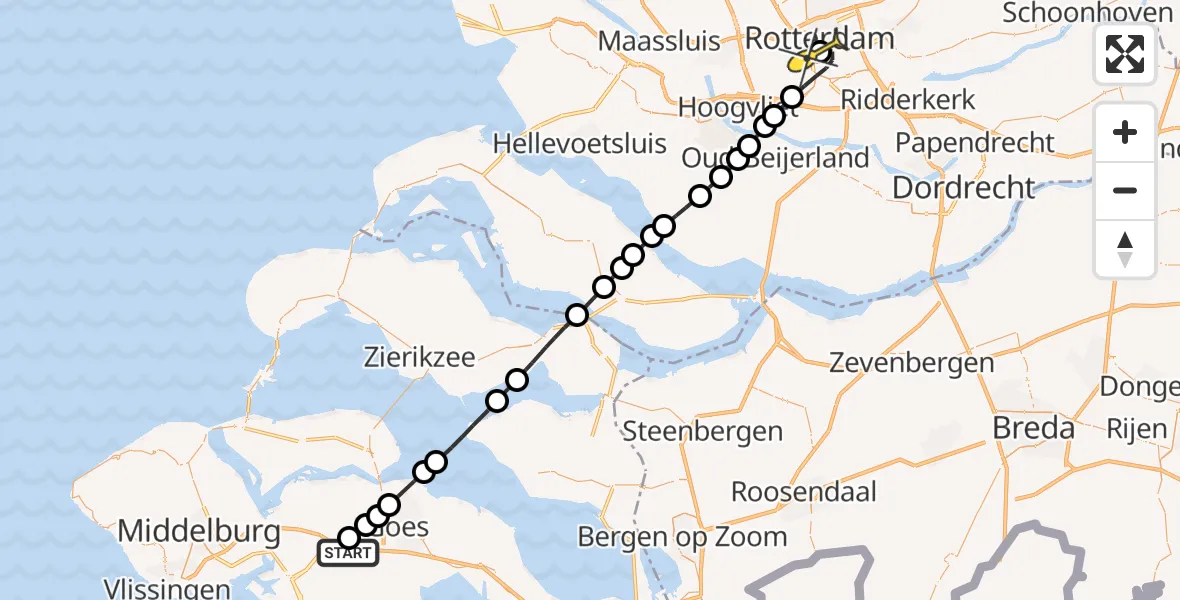 Routekaart van de vlucht: Lifeliner 2 naar Erasmus MC, Vermetstraat