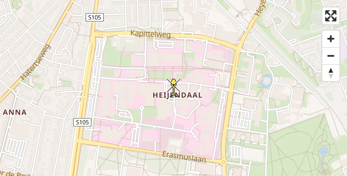 Vluchtroute Traumahelikopter van Radboud Universitair Medisch Centrum naar Radboud Universitair Medisch Centrum