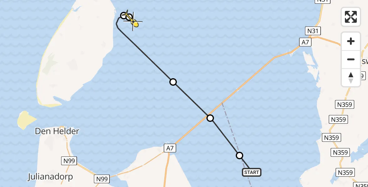 Routekaart van de vlucht: RSQ06 naar Oosterend