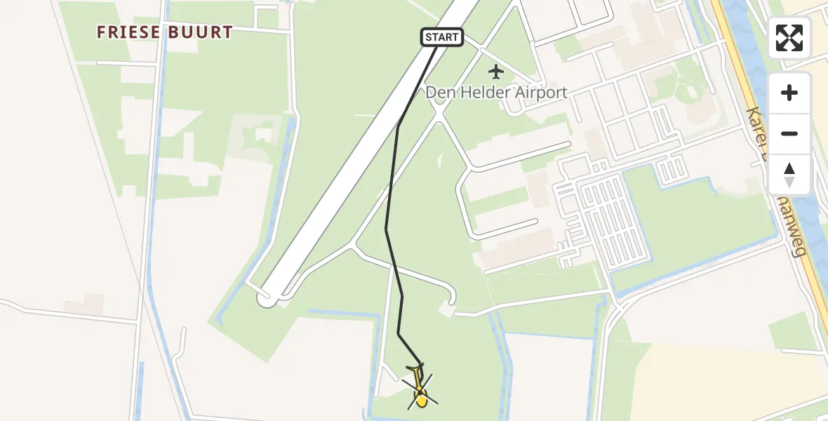 Vluchtroute  van Vliegveld De Kooy naar Vliegveld De Kooy