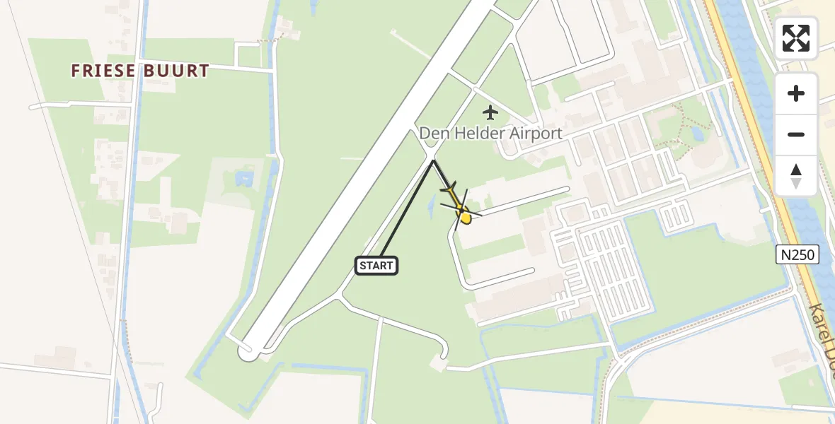 Vluchtroute  van Vliegveld De Kooy naar Vliegveld De Kooy