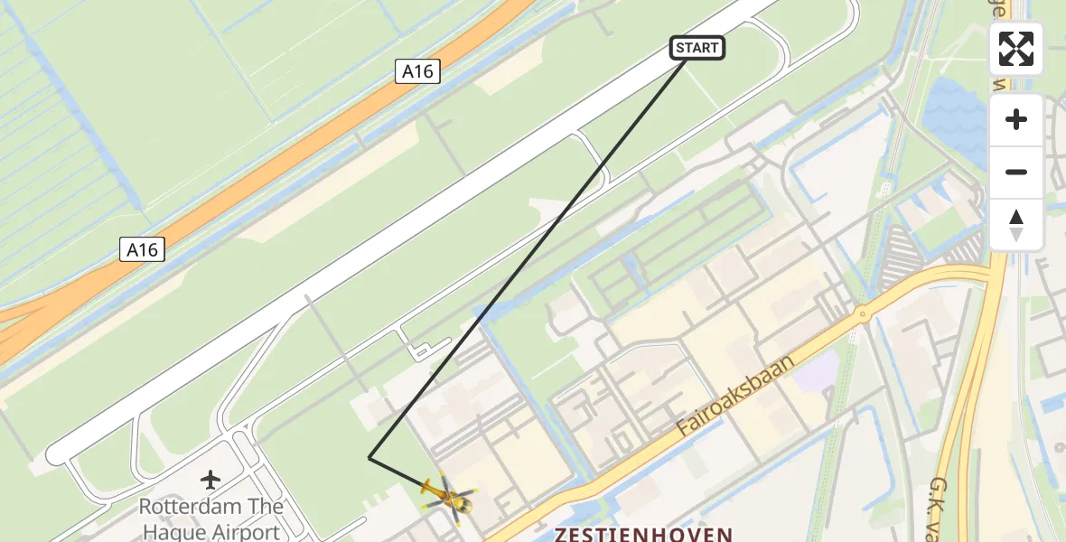 Vluchtroute Traumahelikopter Rotterdam The Hague Airport - Rotterdam The Hague Airport, 06 februari 2024, 17:00