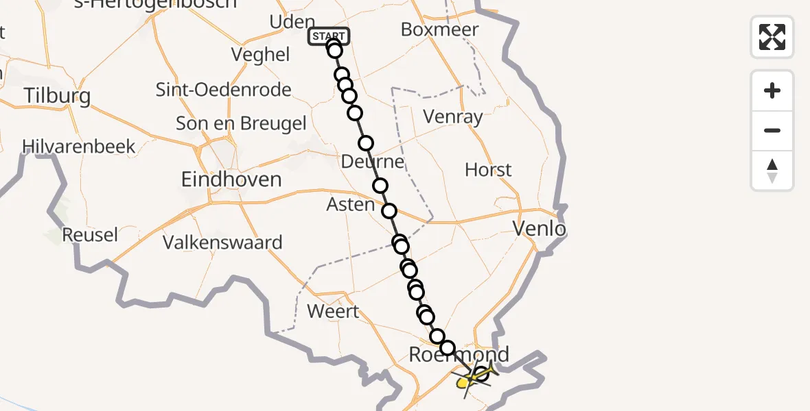 Routekaart van de vlucht: Lifeliner 3 naar Melick, Hemelrijkstraat