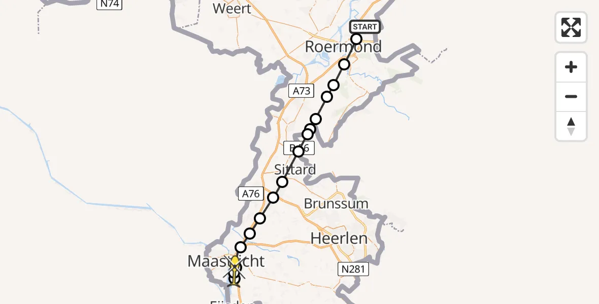 Routekaart van de vlucht: Lifeliner 3 naar Maastricht UMC+, Graeterweg