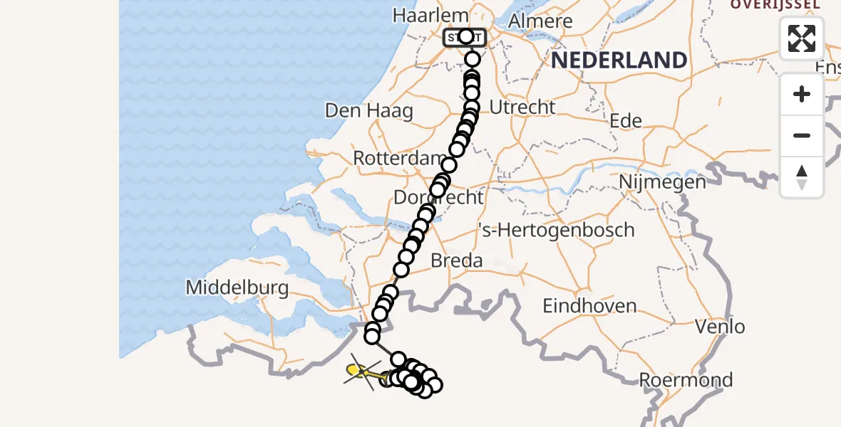 Routekaart van de vlucht: Politieheli naar Zwijndrecht, Tussen de Vijvers