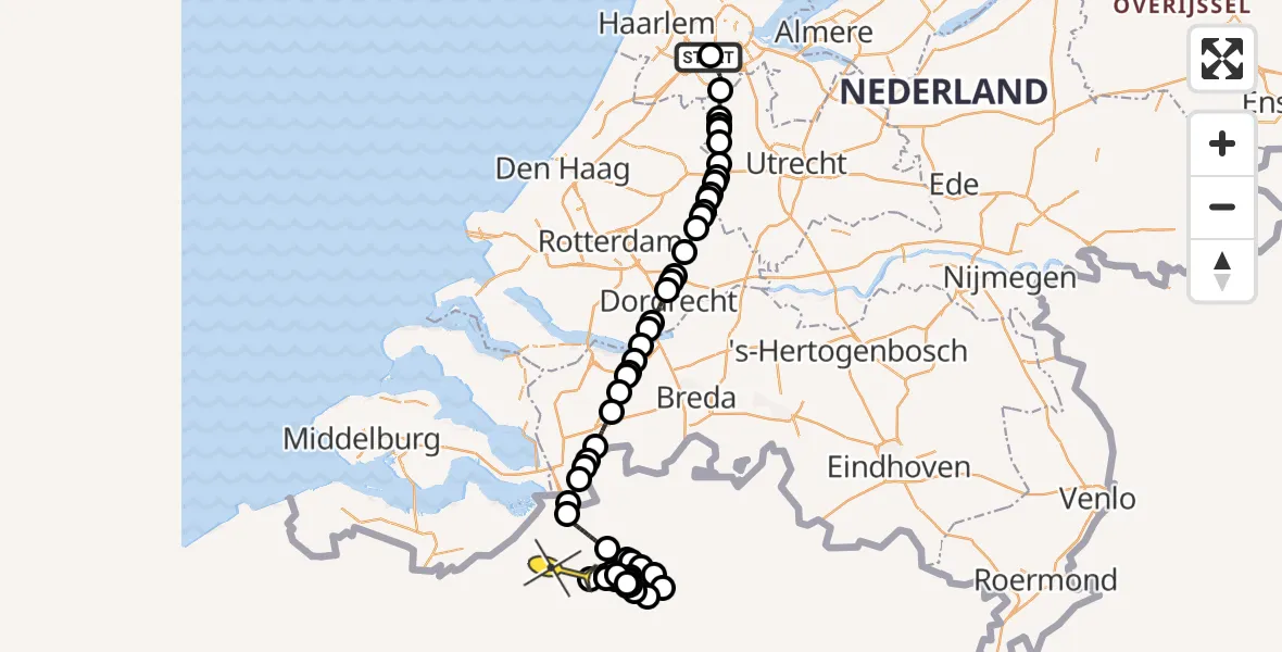 Routekaart van de vlucht: Politiehelikopter naar Zwijndrecht, Tussen de Vijvers