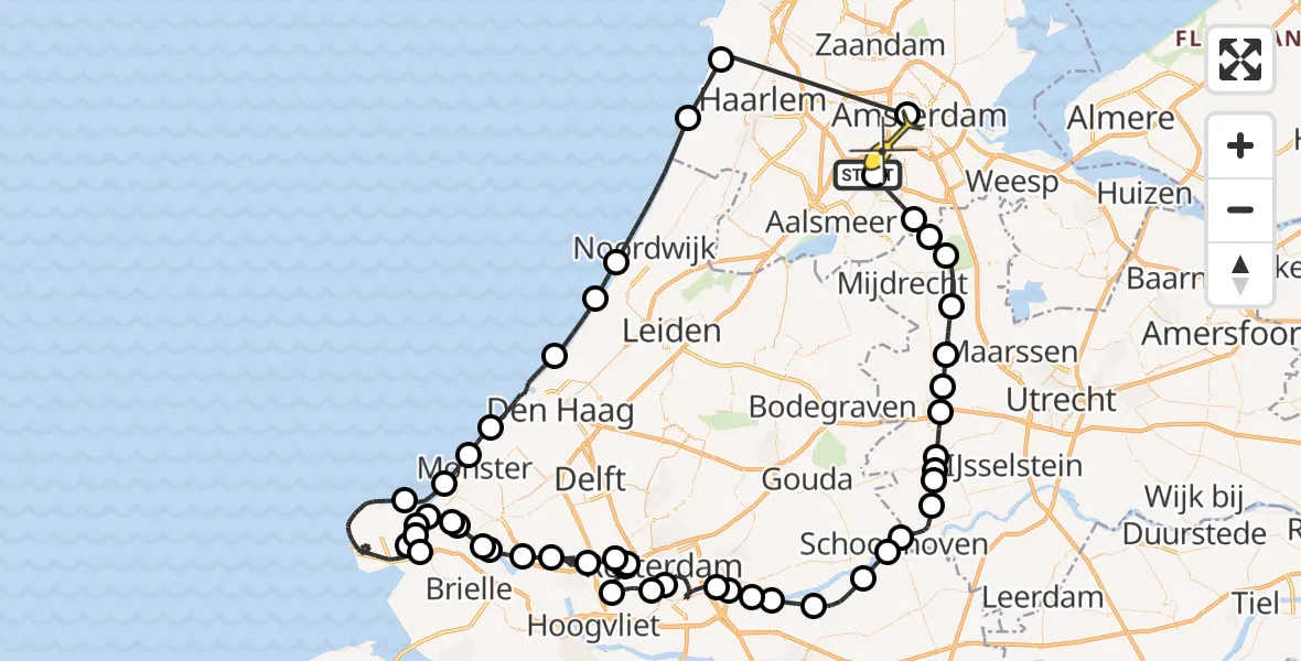 Routekaart van de vlucht: Politieheli naar Amsterdam, Burgemeester A. Colijnweg