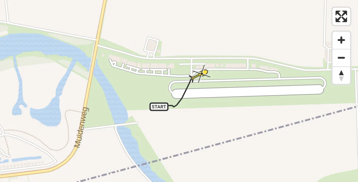 Vluchtroute Politiehelikopter van Vliegveld Midden-Zeeland naar Vliegveld Midden-Zeeland