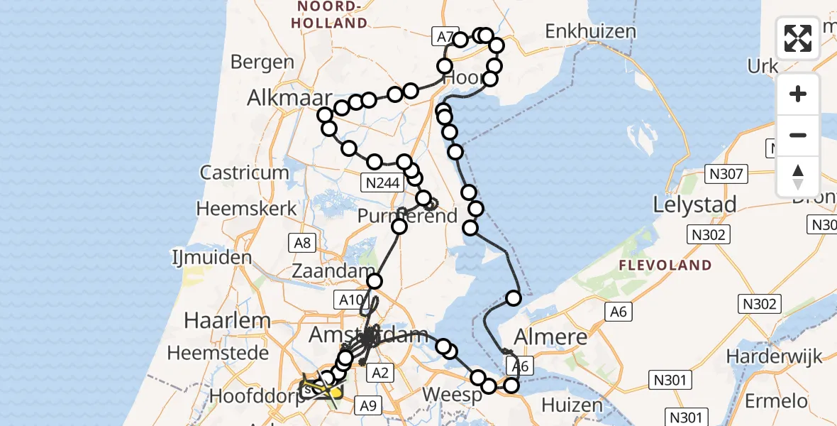 Routekaart van de vlucht: Politieheli naar Schiphol, Walaardt Sacréstraat