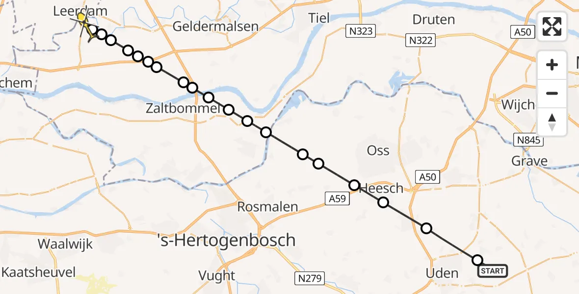 Routekaart van de vlucht: Lifeliner 3 naar Asperen, Patersweg