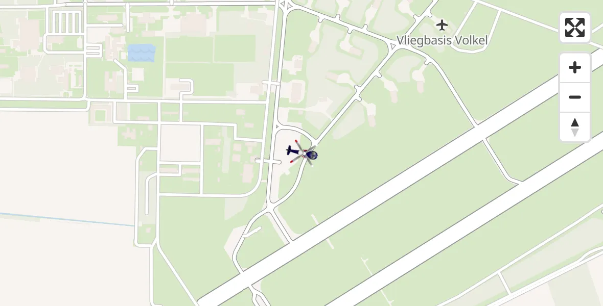 Vluchtroute Politiehelikopter van Vliegbasis Volkel naar Vliegbasis Volkel