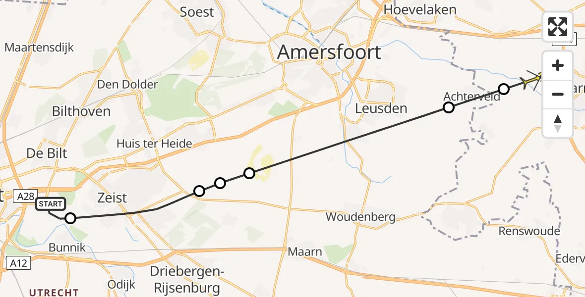 Routekaart van de vlucht: Politieheli naar Barneveld, Limalaan