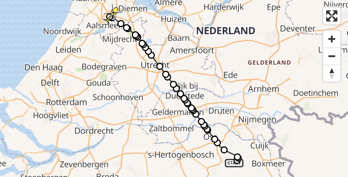 Routekaart van de vlucht: Politieheli naar Schiphol, Zeelandsedijk