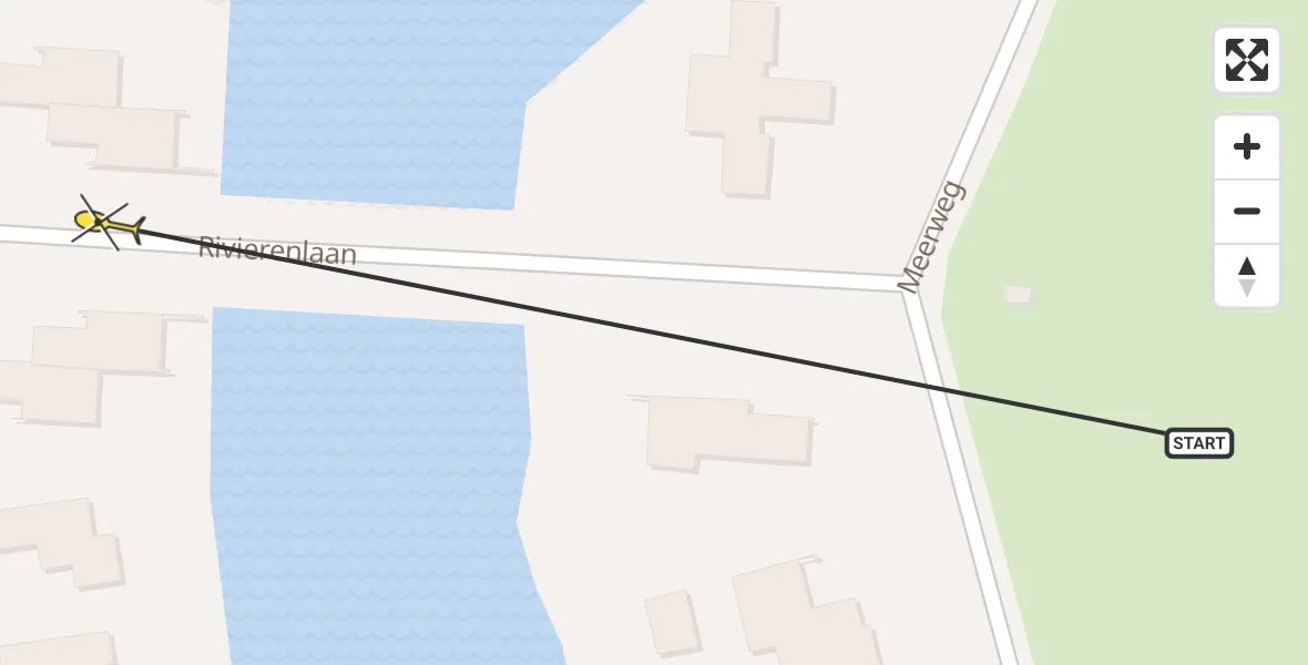 Routekaart van de vlucht: Traumahelikopter naar Kropswolde, IJssellaan