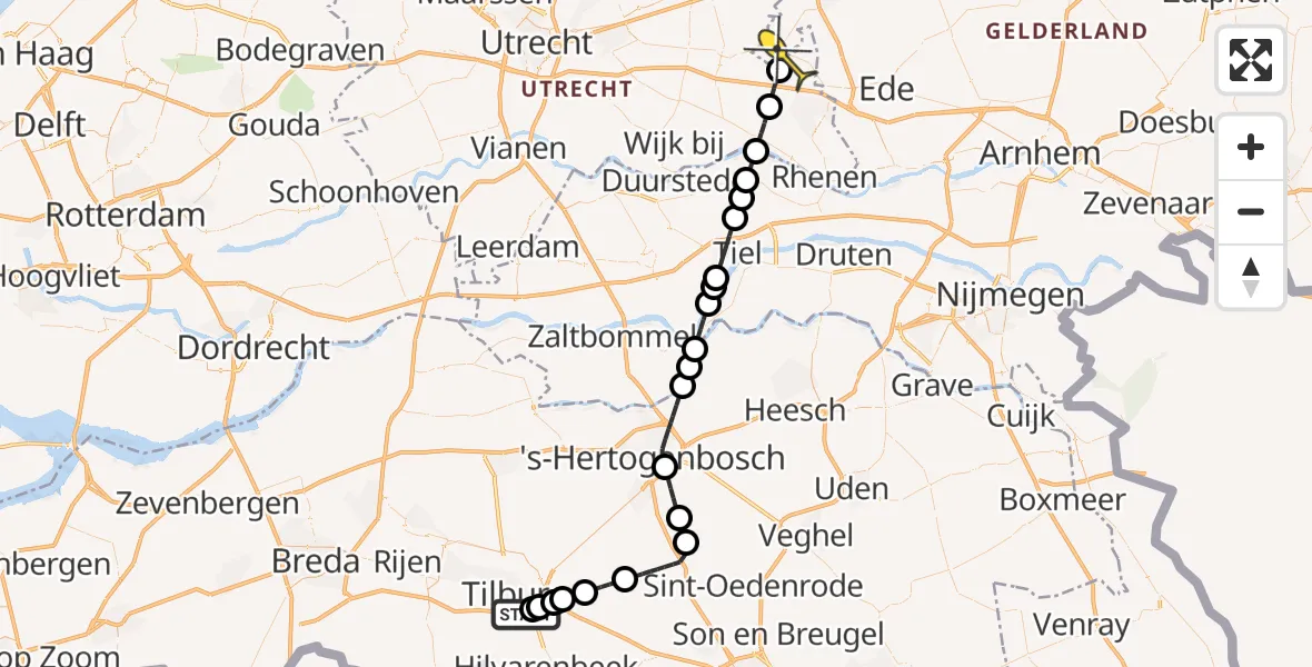 Routekaart van de vlucht: Lifeliner 3 naar Renswoude, Eindhovenseweg
