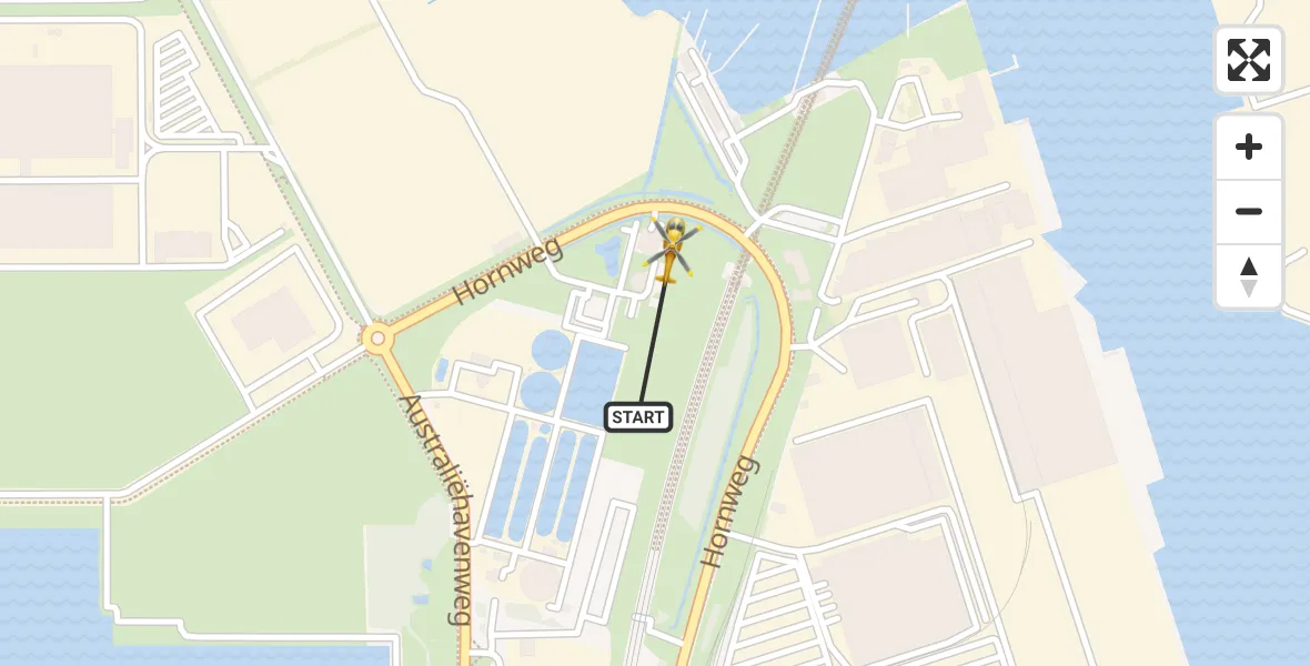Vluchtroute Traumahelikopter van Amsterdam Heliport naar Amsterdam Heliport