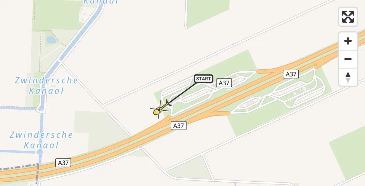Routekaart van de vlucht: Traumahelikopter naar Geesbrug, Zwinderscheveld