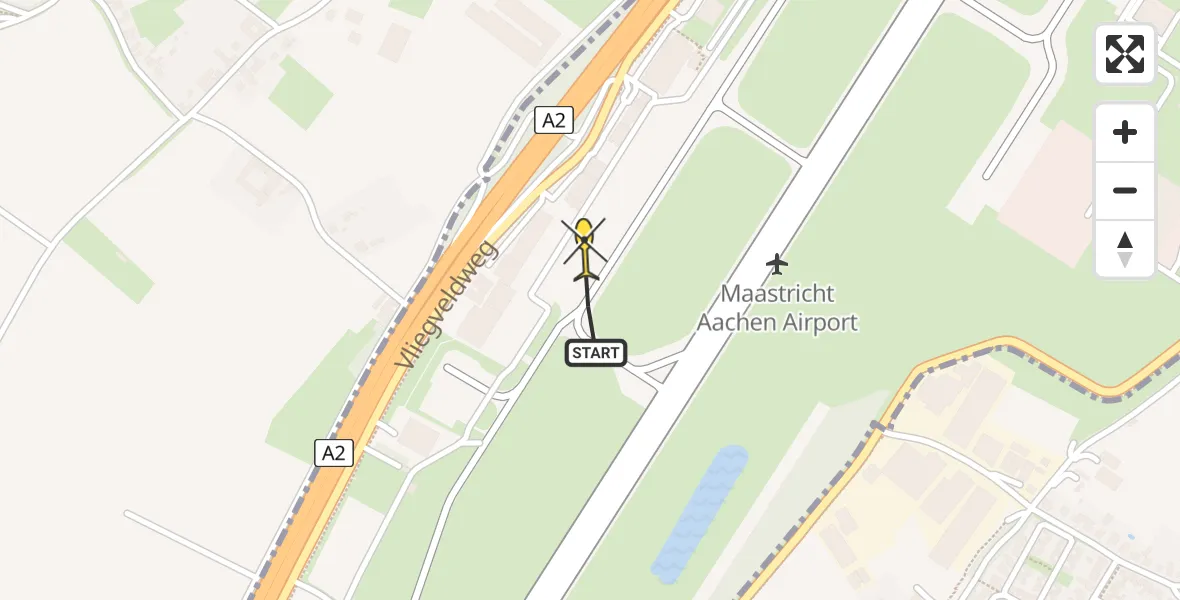 Routekaart van de vlucht: Politiehelikopter naar Maastricht Aachen Airport, Vliegveldweg