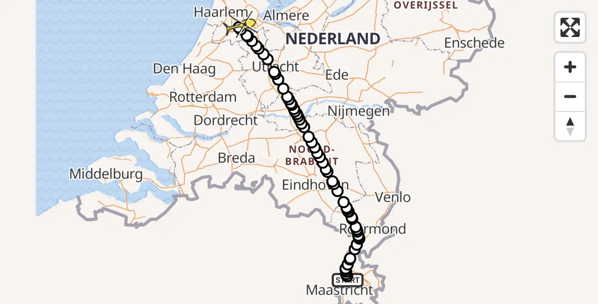 Routekaart van de vlucht: Politieheli naar Schiphol, Vliegveldweg