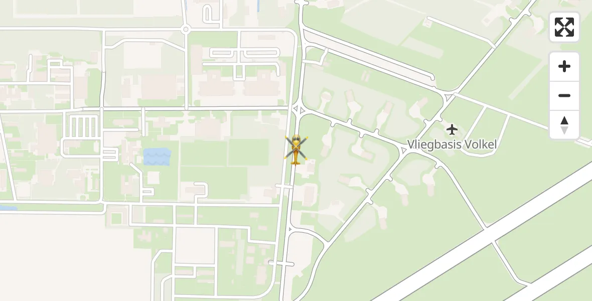 Vluchtroute Traumahelikopter van Vliegbasis Volkel naar Vliegbasis Volkel