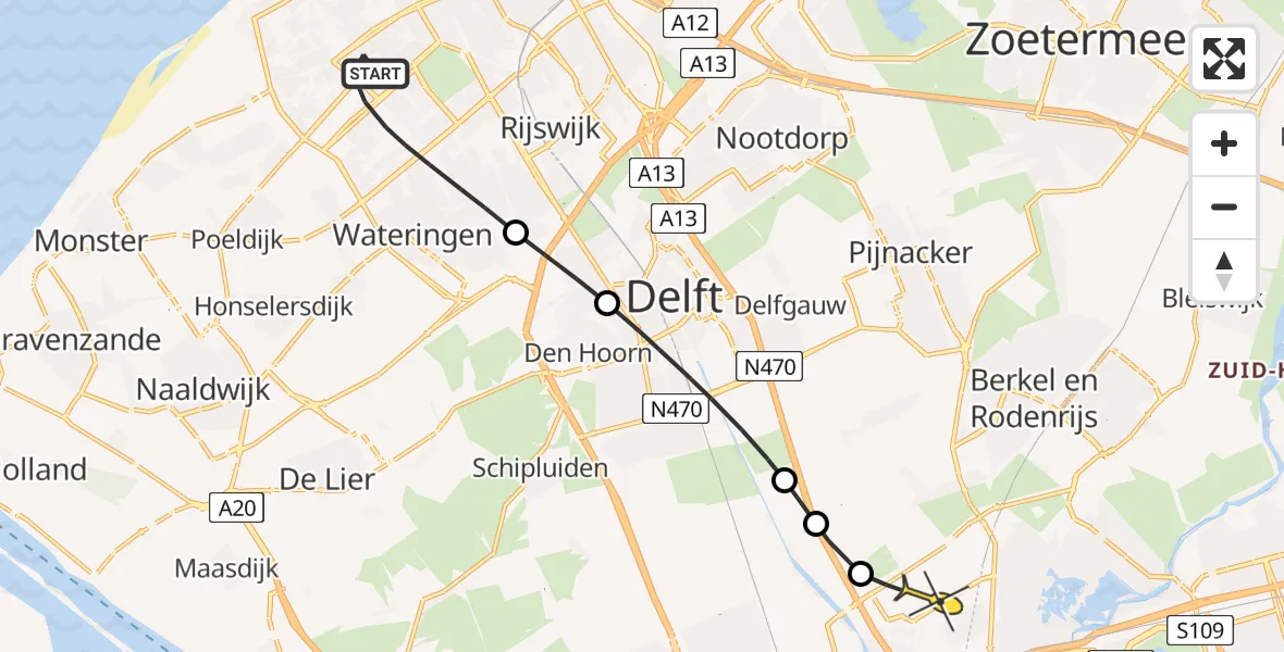 Routekaart van de vlucht: Lifeliner 2 naar Rotterdam The Hague Airport, Meppelrade